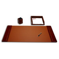 Mocha Brown 3 Piece Classic Top Grain Leather Desk Set